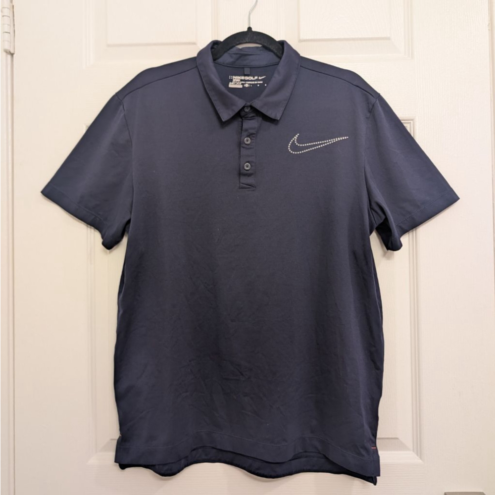 Men's Nike Golf Navy Polo Shirt L with Orange Accents
